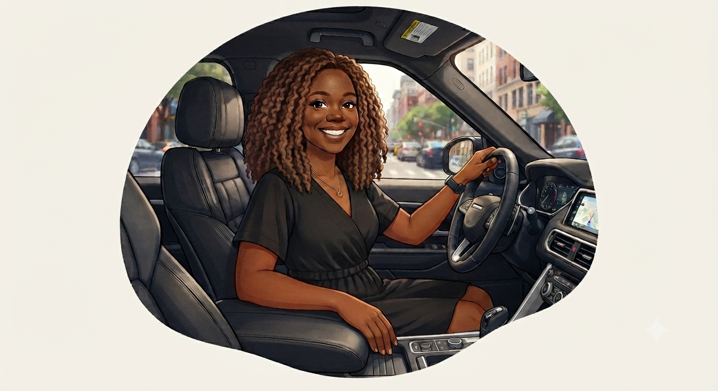 avatar de Gaelle au volant de sa voiture